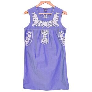 Chelsea & Theodore Embroidered Short‎ Dress Womens S Cotton Casual Blue BOHO